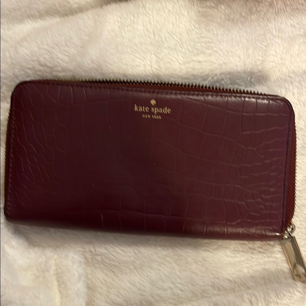 Kate Spade Deep Red Croc Embossed Wallet